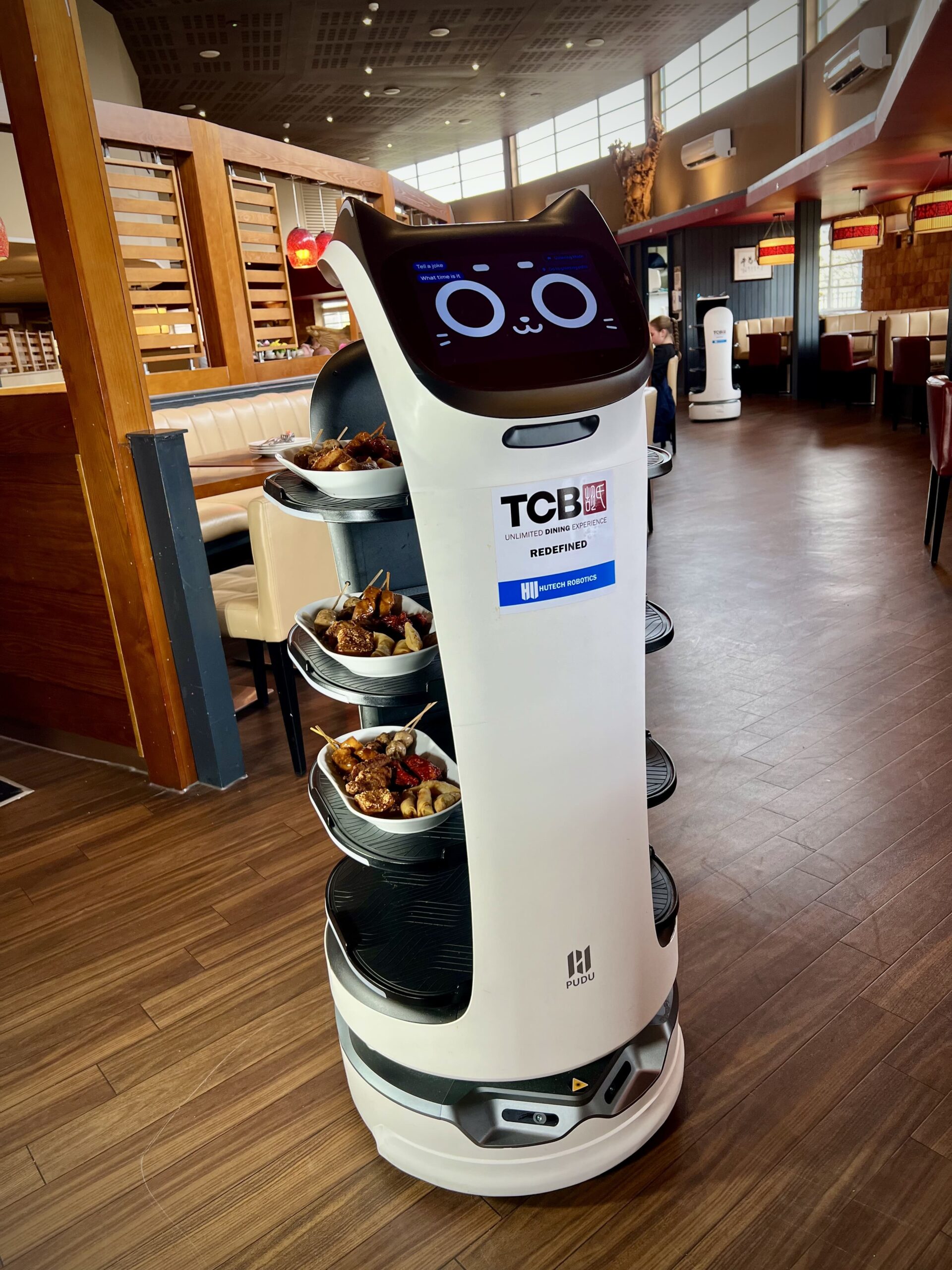 Bellabot loaded with food to be delivered to tables