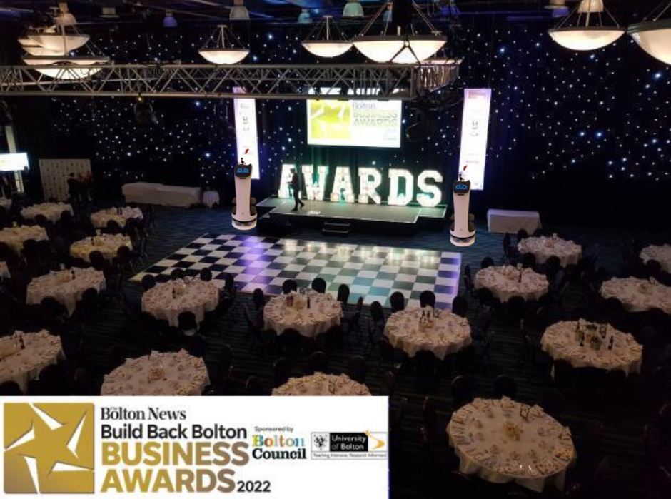 Bellabot appearing at the Build Back Bolton Business awards 2022